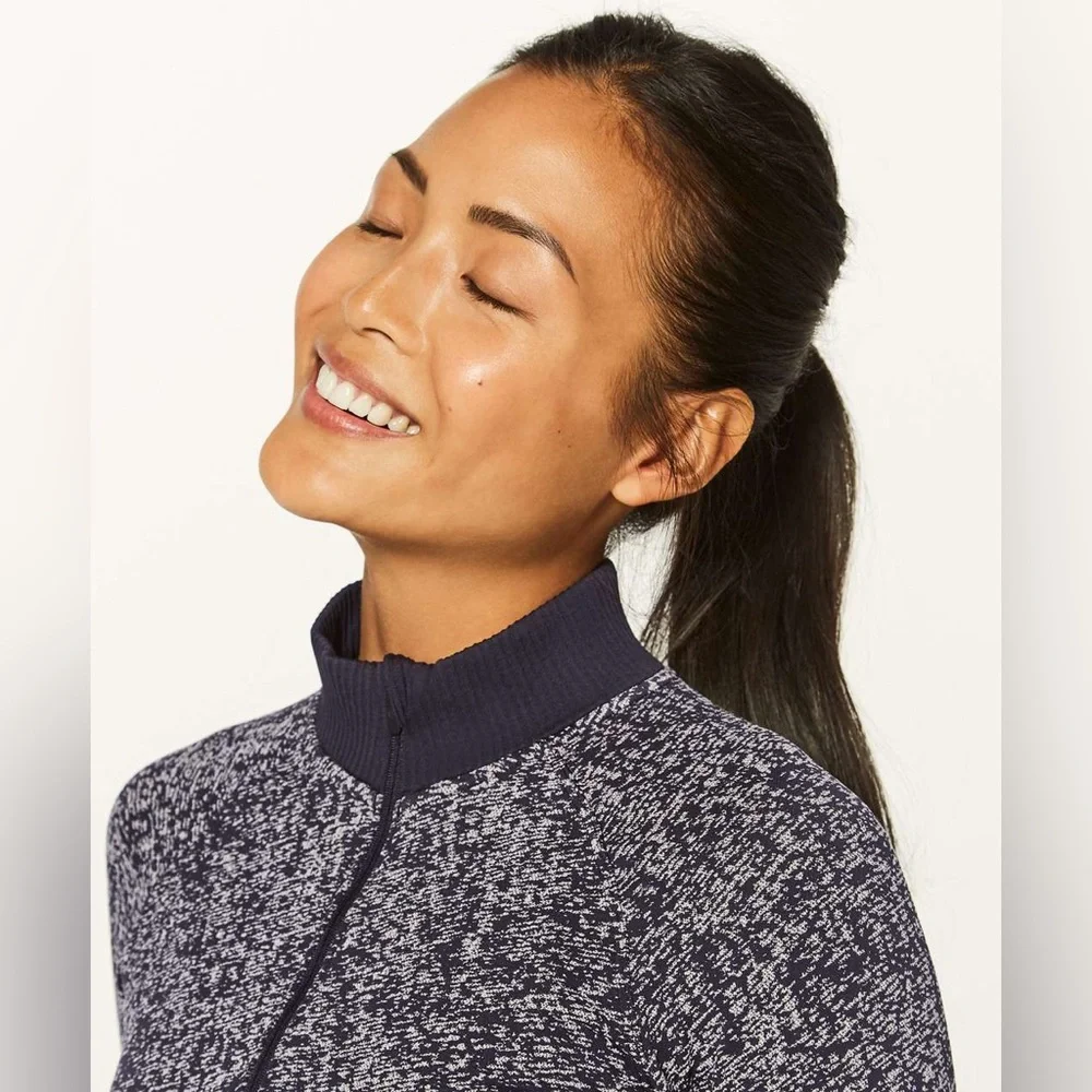 Lululemon Rest Less 1/2 Zip Pullover Black/White Small - Picture 2 of 7